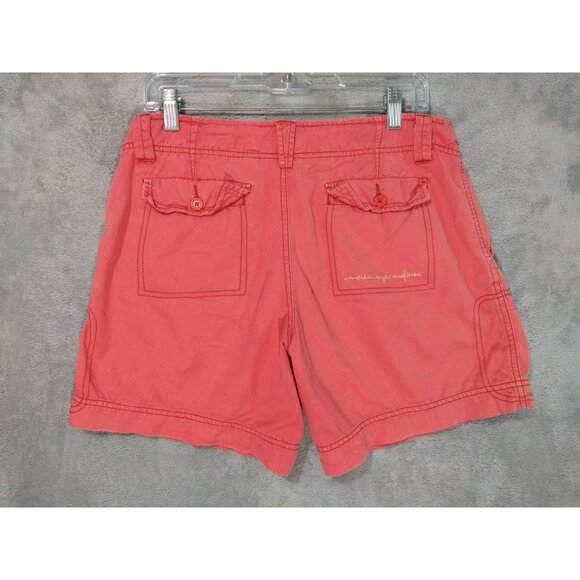Vintage American Eagle Shorts Womens 8 Peach Bermuda Cotton Mid Rise Drawstring - Picture 2 of 8